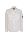 Men's Gabardine Lens Wappen Long Sleeve Shirt White - CP COMPANY - BALAAN 1