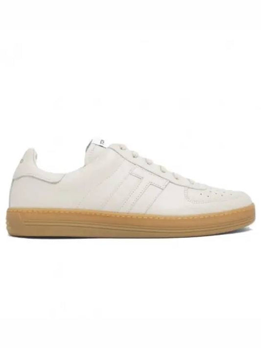 Logo Leather Low-Top Sneakers White - TOM FORD - BALAAN 2