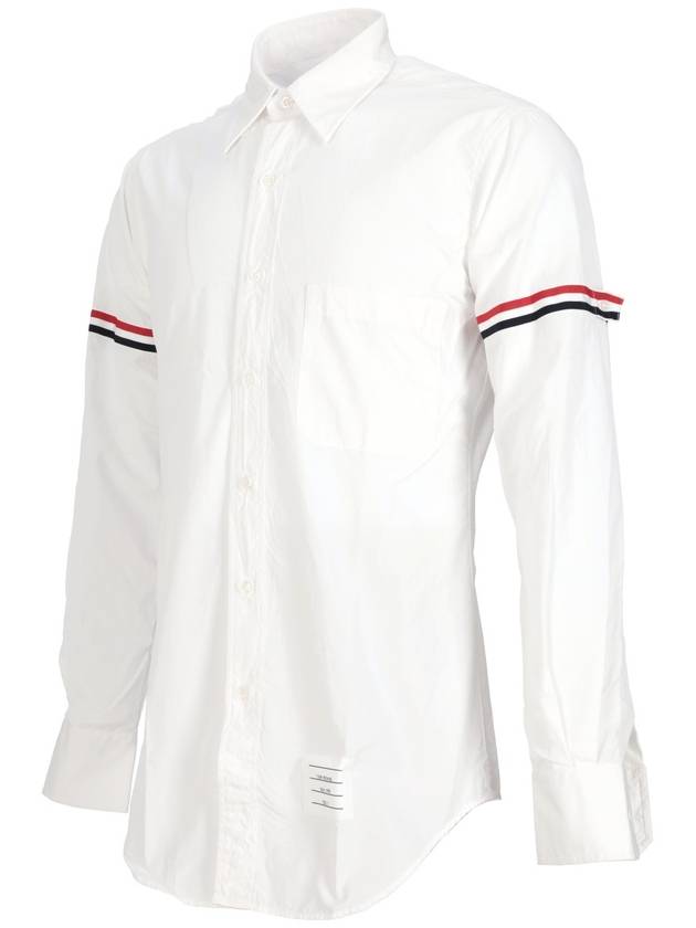 Men's Poplin Grosgrain Armband Classic Long Sleeve Shirt White - THOM BROWNE - BALAAN 3