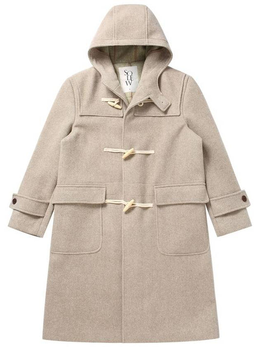 Wool Hooded Duffle Coat Beige - SOLEW - BALAAN 2