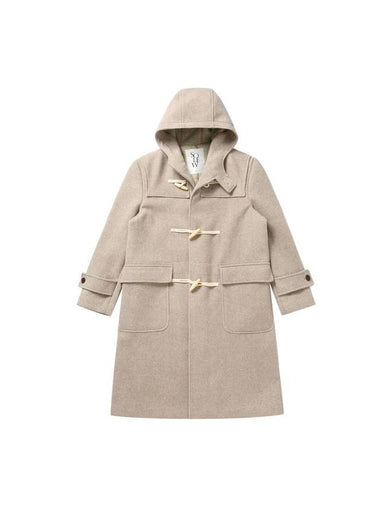 Wool Hooded Duffle Coat Beige - SOLEW - BALAAN 1