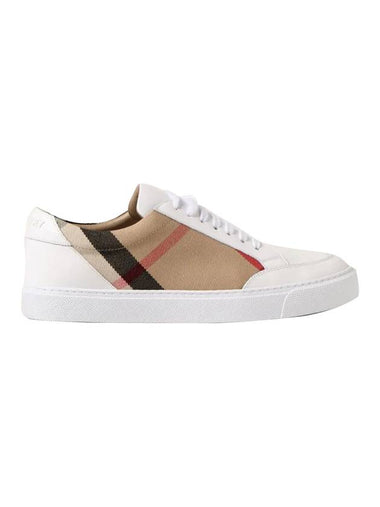 Women's House Check Leather Low Top Sneakers White - BURBERRY - BALAAN 1