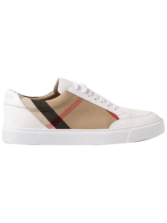 Women's House Check Leather Low Top Sneakers White - BURBERRY - BALAAN 1