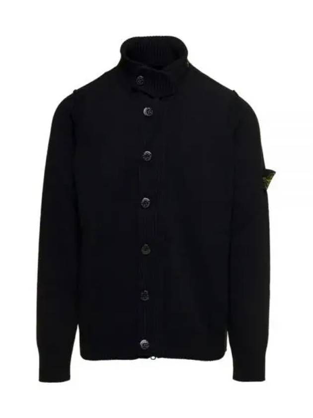 Lambswool Knit Cardigan Black - STONE ISLAND - BALAAN 2