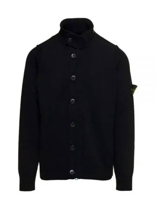 Lambswool Knit Cardigan Black - STONE ISLAND - BALAAN 2