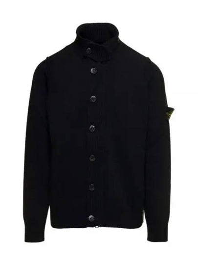 Lambswool Knit Cardigan Black - STONE ISLAND - BALAAN 2