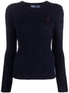 Embroidered Logo Pony Cable Knit Top Navy - POLO RALPH LAUREN - BALAAN 2