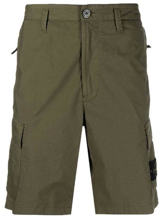 Men's Waffen Logo Cargo Bermuda Shorts Khaki - STONE ISLAND - BALAAN.