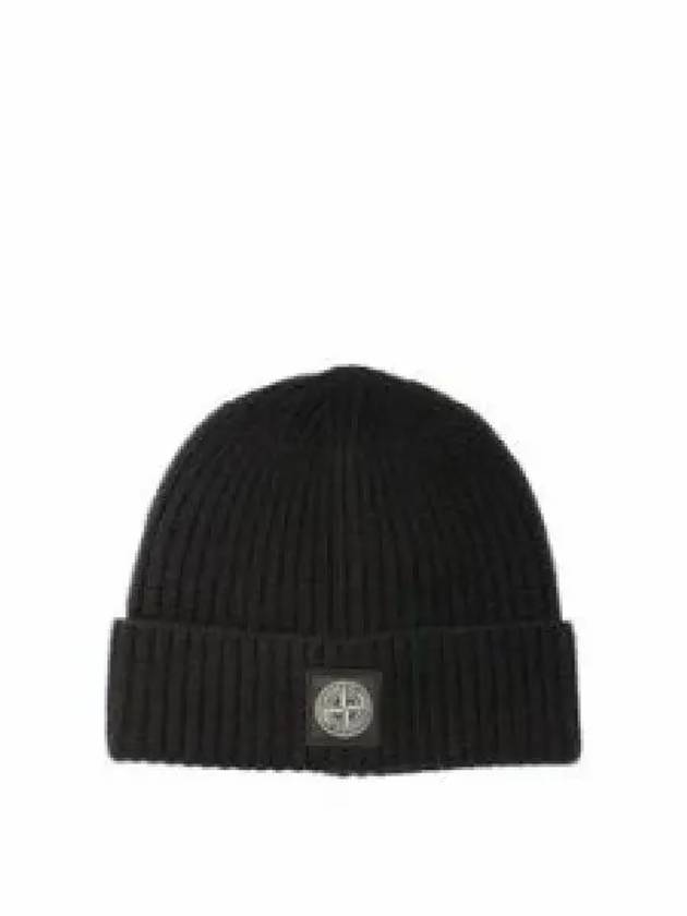 Logo Knit Beanie Black - STONE ISLAND - BALAAN 2