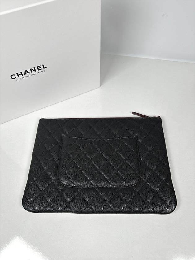 Cambon Classic Medium Pouch Clutch Bag Caviar Silver - CHANEL - BALAAN 5