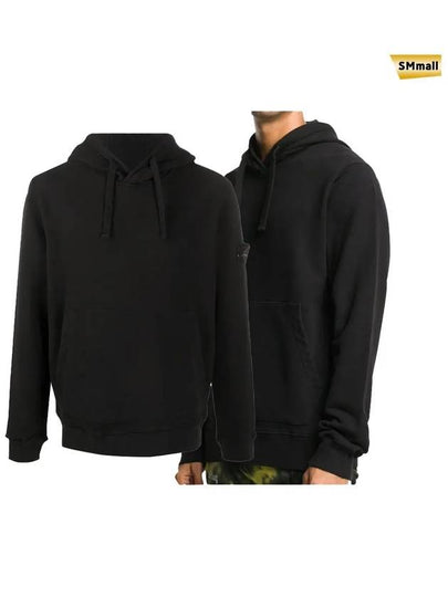 Wappen Patch Cotton Fleece Hoodie Black - STONE ISLAND - BALAAN 2