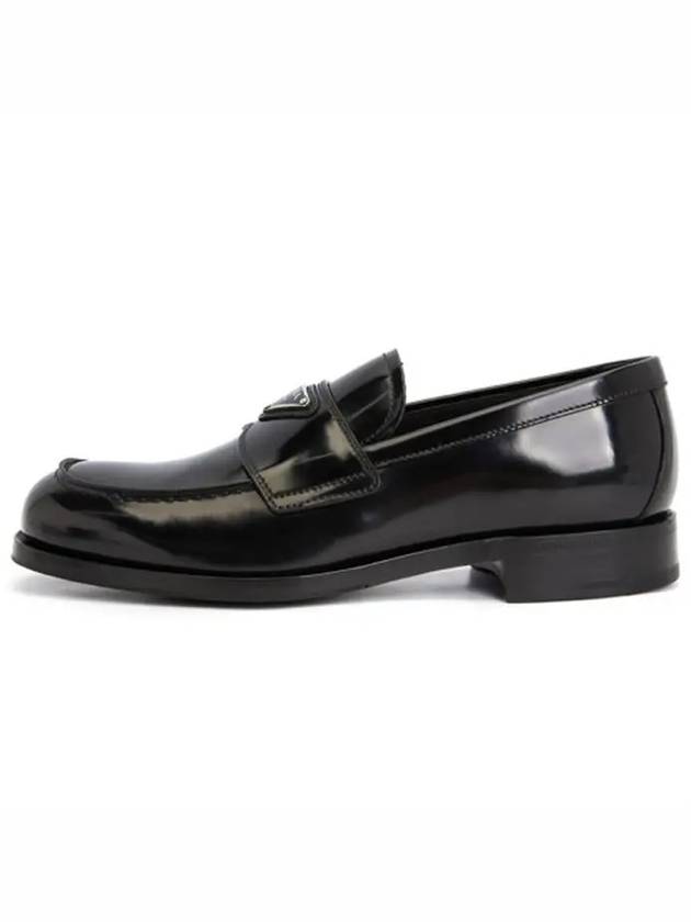 Men's Triangle Logo Leather Loafers Black - PRADA - BALAAN 4