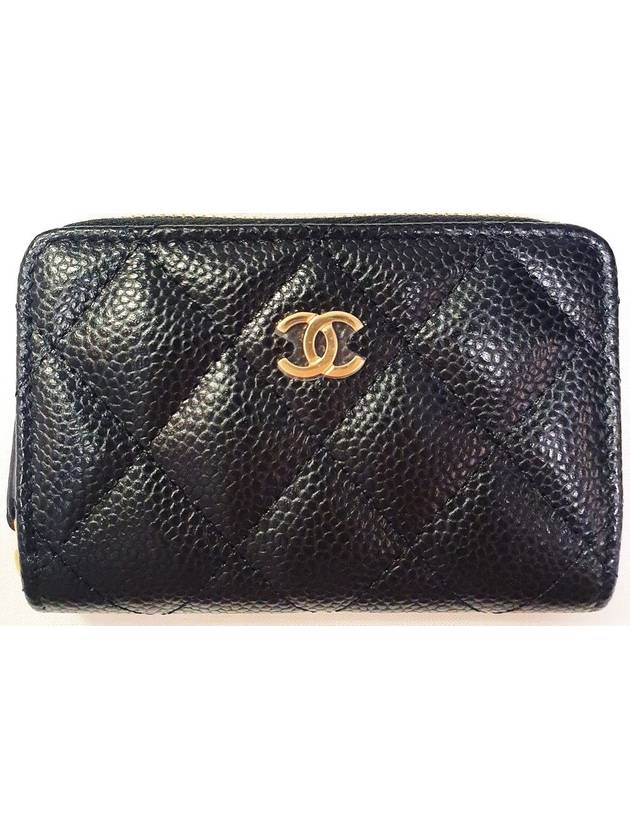 Nell Classic Zipper Card Wallet Caviar Black Gold AP0216 - CHANEL - BALAAN 4