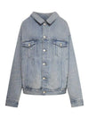 Off-Shoulder Denim Jacket Blue - BALENCIAGA - BALAAN 1