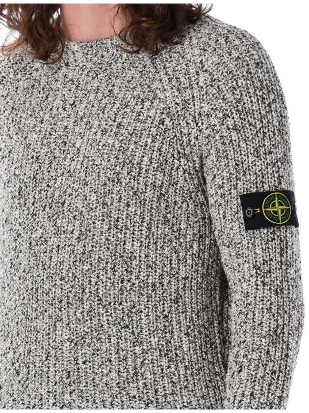 Compass Badge Cotton Knit Top Melange White - STONE ISLAND - BALAAN 4