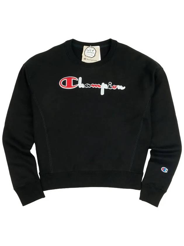 Reverse Weave 3 Color Script Logo Sweatshirt Black - CHAMPION - BALAAN 4