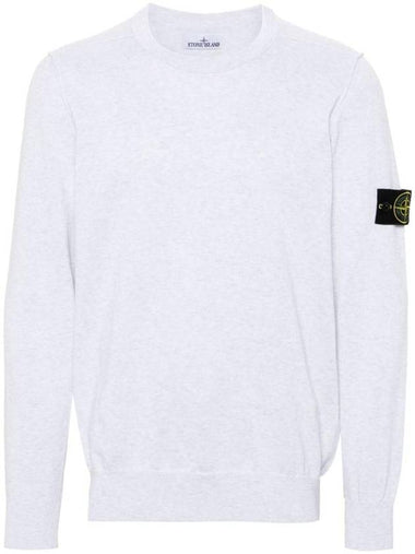 Crewneck Soft Cotton Knit Top Melange Grey - STONE ISLAND - BALAAN 1