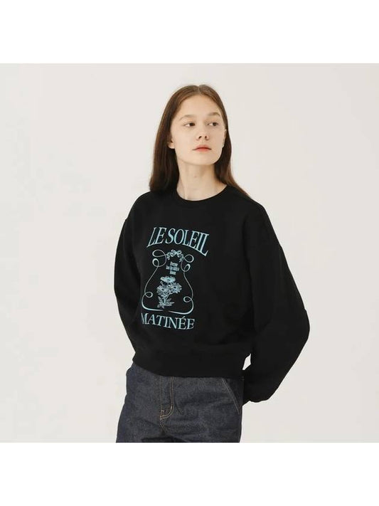 Brushed Options Drawing Spring Flower Sweat Shirts BLACK - LE SOLEIL MATINEE - BALAAN 2