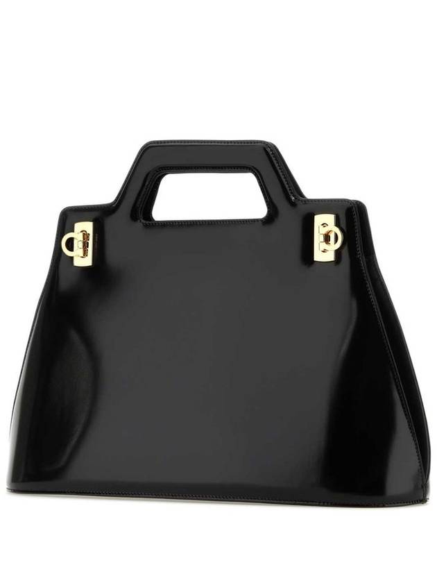 Wanda Brushed Leather Tote Bag Black - SALVATORE FERRAGAMO - BALAAN 3