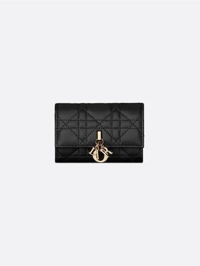 XS Lady Cannage Lambskin Half Wallet Black - DIOR - BALAAN 2