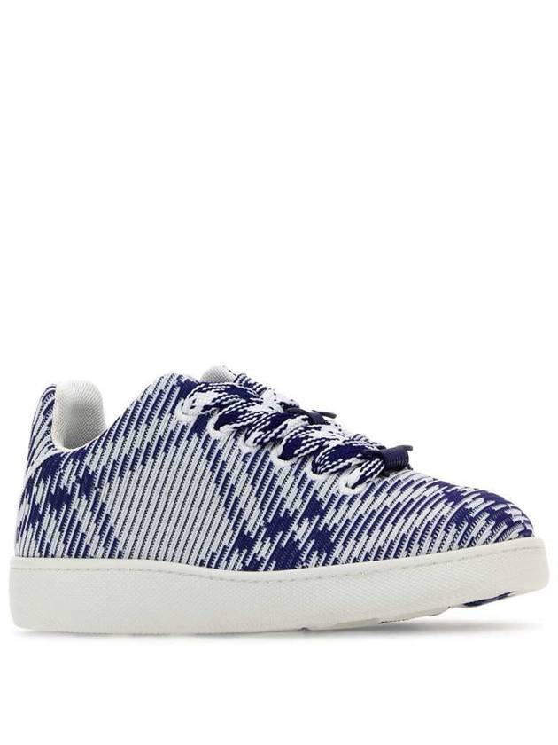 Box Check Print Leather Low Top Sneakers Royal Blue - BURBERRY - BALAAN 3