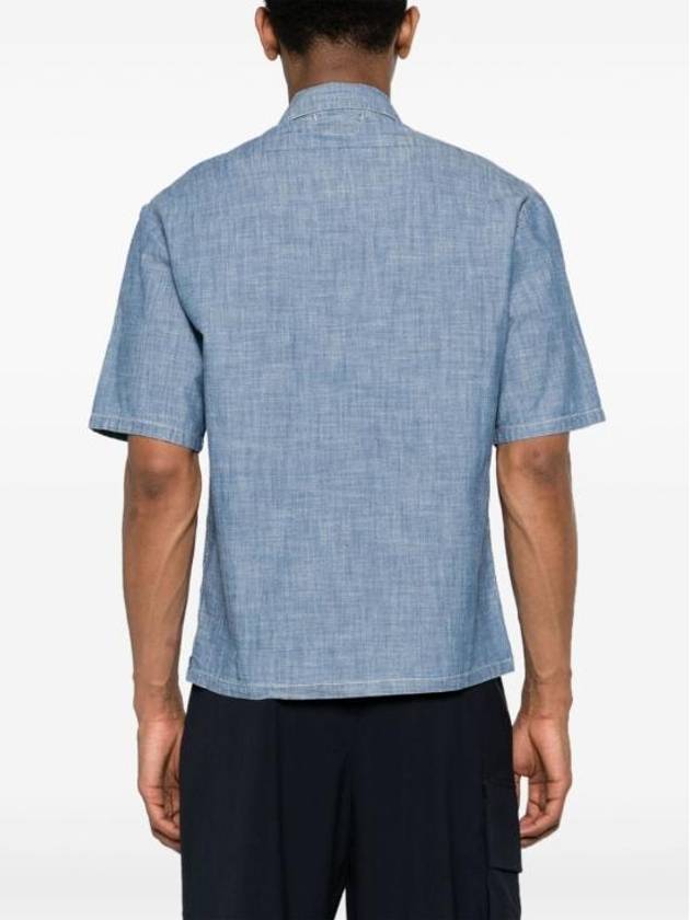 Chambray Logo Short Sleeve Shirt Blue - CP COMPANY - BALAAN 3