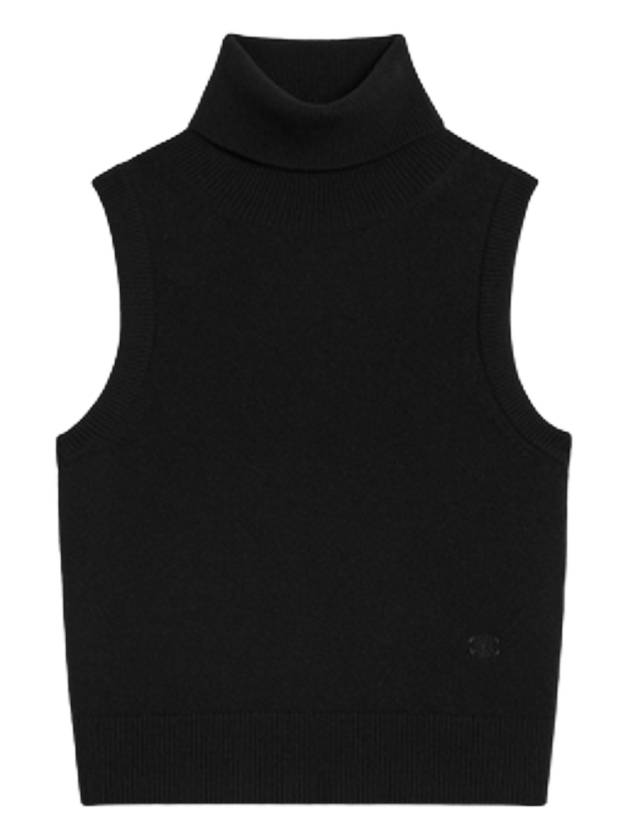 Triomphe Embroidered Turtleneck Scottish Cashmere Sleeveless Black - CELINE - BALAAN 2