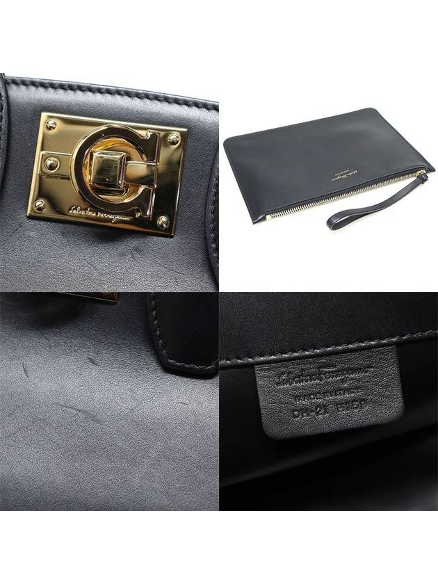 21 H159 Black Calfskin Gold Plated Gancini Studio Small 2WAY - SALVATORE FERRAGAMO - BALAAN 7