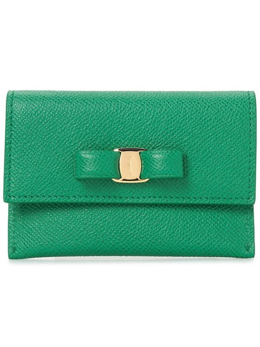 Salvatore Women's Barra Card Wallet Emerald - SALVATORE FERRAGAMO - BALAAN 2