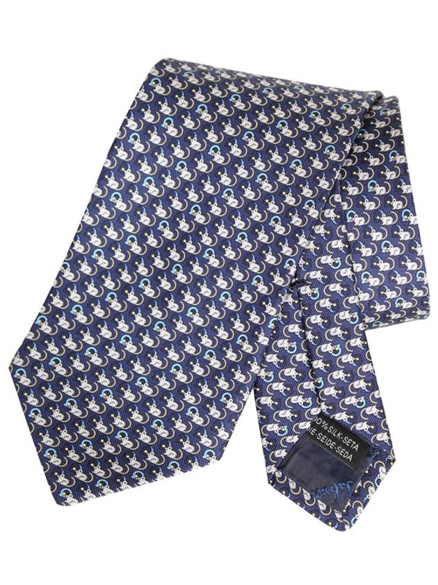 Little Mouse Print Silk Tie Navy - SALVATORE FERRAGAMO - BALAAN 4