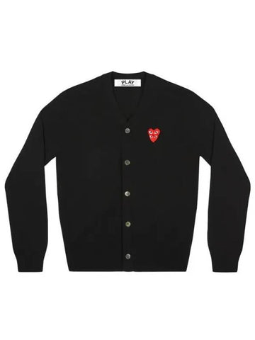 AZ N076 051 1 P1N076 Double Heart Wappen Wool Cardigan - COMME DES GARCONS - BALAAN 1