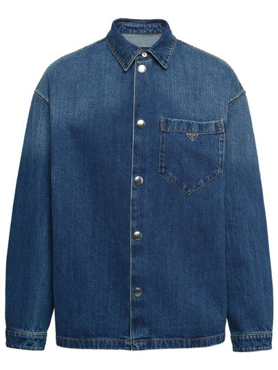 Denim Long Sleeve Shirt Navy - PRADA - BALAAN 2