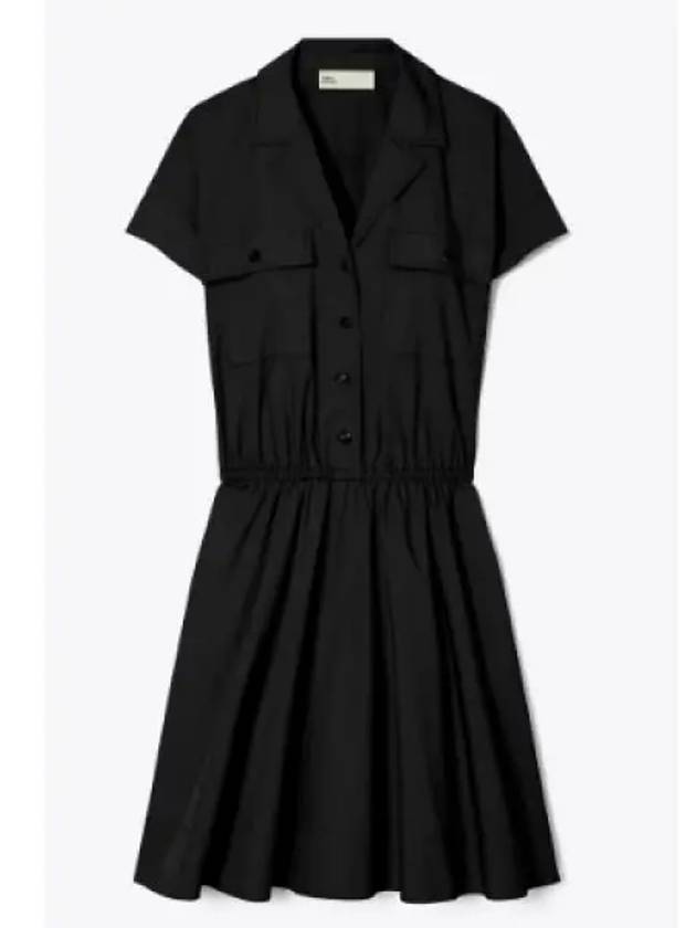 Cotton Poplin Shirt Short Dress Black - TORY BURCH - BALAAN 2