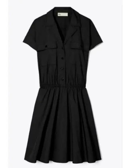 Cotton Poplin Shirt Short Dress Black - TORY BURCH - BALAAN 2