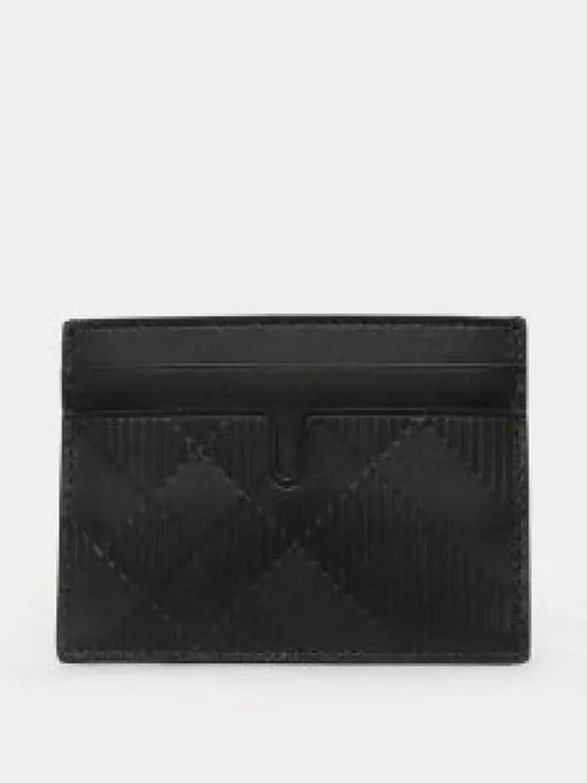 Checked Leather Card Wallet Black - BURBERRY - BALAAN 2