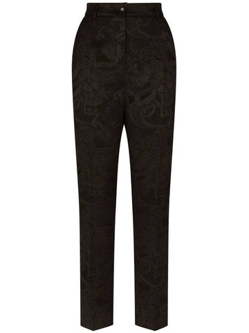 Jacquard Pantalone High Waist Pants Black - DOLCE&GABBANA - BALAAN 1