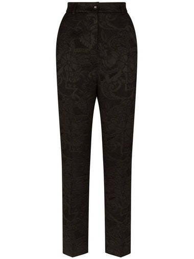 Jacquard Pantalone High Waist Pants Black - DOLCE&GABBANA - BALAAN 1