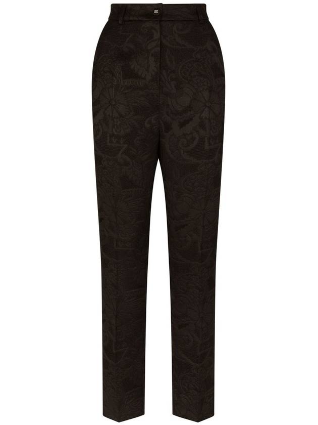 Jacquard Pantalone High Waist Pants Black - DOLCE&GABBANA - BALAAN 2