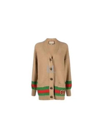 Women's Interlocking G Wool Mohair Cardigan Camel - GUCCI - BALAAN 2