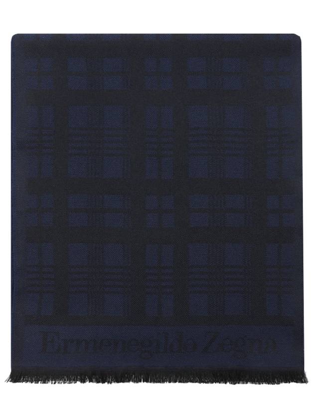 checked wool muffler navy - ERMENEGILDO ZEGNA - BALAAN 4