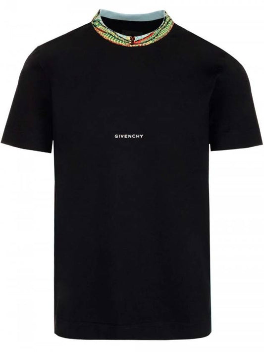 jacquard color knit crew neck short sleeve t-shirt black - GIVENCHY - BALAAN 1