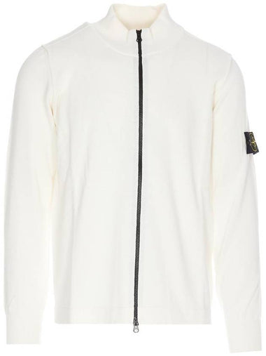 Soft Cotton Knit Zip-Up Jacket White - STONE ISLAND - BALAAN 1
