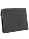 Intrecciato Weaving Zipper Medium Clutch Bag Grey - BOTTEGA VENETA - BALAAN 3