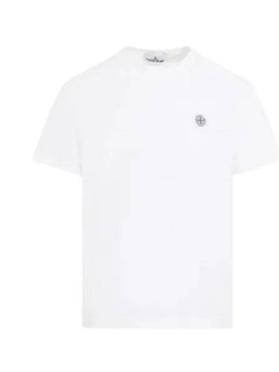 Organic Cotton Short Sleeve T-Shirt White - STONE ISLAND - BALAAN 2