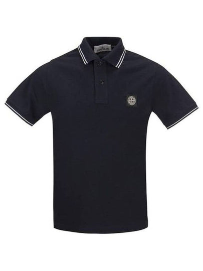 Stretch Cotton Pique Short Sleeve Polo Shirt Black - STONE ISLAND - BALAAN 2