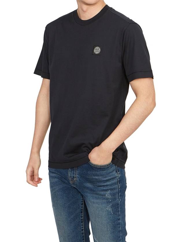 Logo Patch Short Sleeves T-Shirt Navy - STONE ISLAND - BALAAN 5