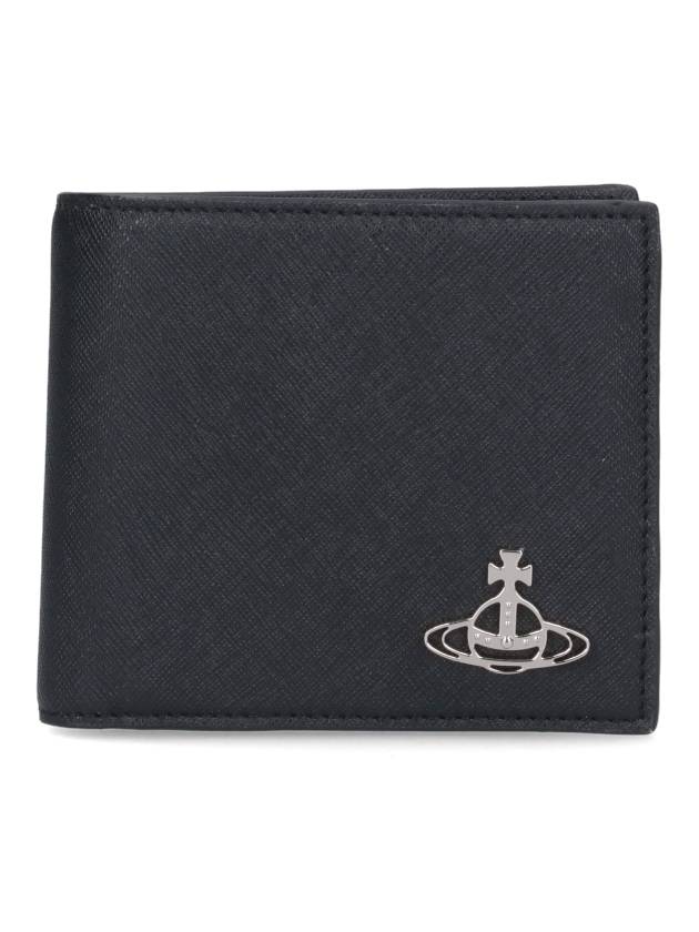 ORB Flat Logo Plaque Coin Half Wallet Black - VIVIENNE WESTWOOD - BALAAN 1