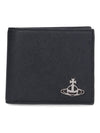 ORB Flat Logo Plaque Coin Half Wallet Black - VIVIENNE WESTWOOD - BALAAN 1