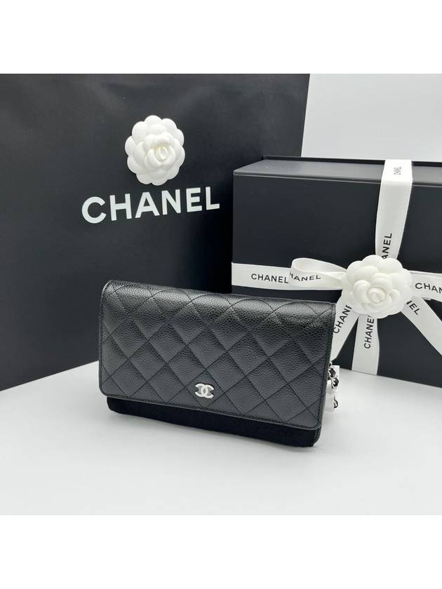 Classic Crossbag On Chain Grained Calfskin & Silver Black - CHANEL - BALAAN 2