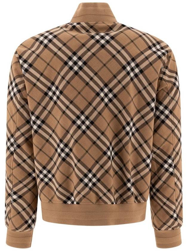 Harrington Check Wool Blend Zip-Up Jacket Brown - BURBERRY - BALAAN 3